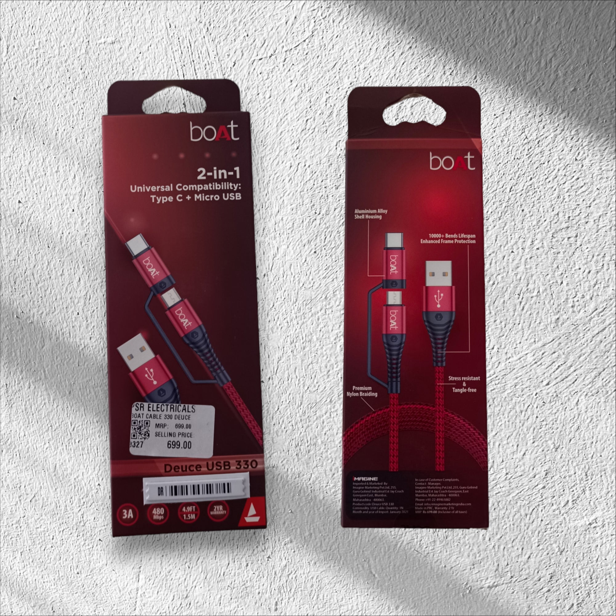 BOAT CABLE 330 DEUCE RED BOAT CABLE 330 DEUCE RED